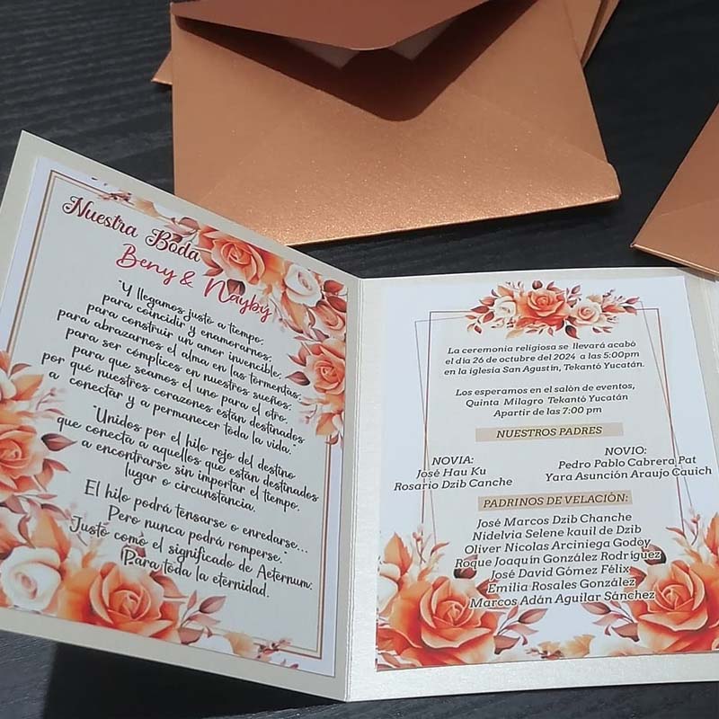 Invitaciones hermosas personalizada con diseños únicos en Cancún y Playa del Carmen