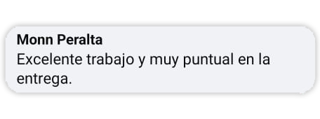 Opinion de Monn Peralta de calidad y tiempos de entrega de LemonLink Creaciones en Cancún y Playa del Carmen