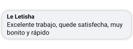 Opinion de Le Letisha, satisfaccion, calidad y rapidez en personalizados de LemonLink Creaciones en Cancún y Playa del Carmen