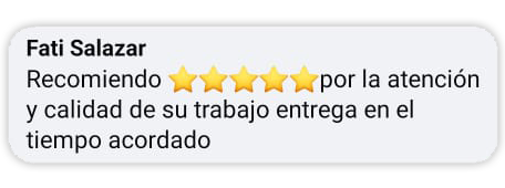 Opinion de Fati Salazar recomiendo calidad tiempo de entrega y trato de personalizados en LemonLink Creaciones en Cancún y Playa del Carmen