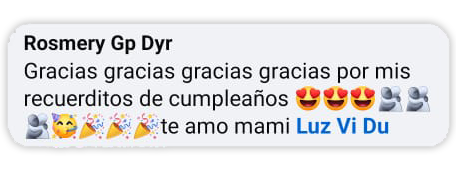 Opinion de Rosmery Gp Dyr sobre los hermosos recuerdos de cumpleaños personalizados de LemonLink Creaciones en Cancún y Playa del Carmen